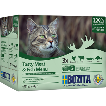 Bozita Fleisch- & Fischmenü – Häppchen in Gelee Multibox 12x85g